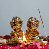 Brass Laxmi Ganesh Idol Diya | Antique Finish
