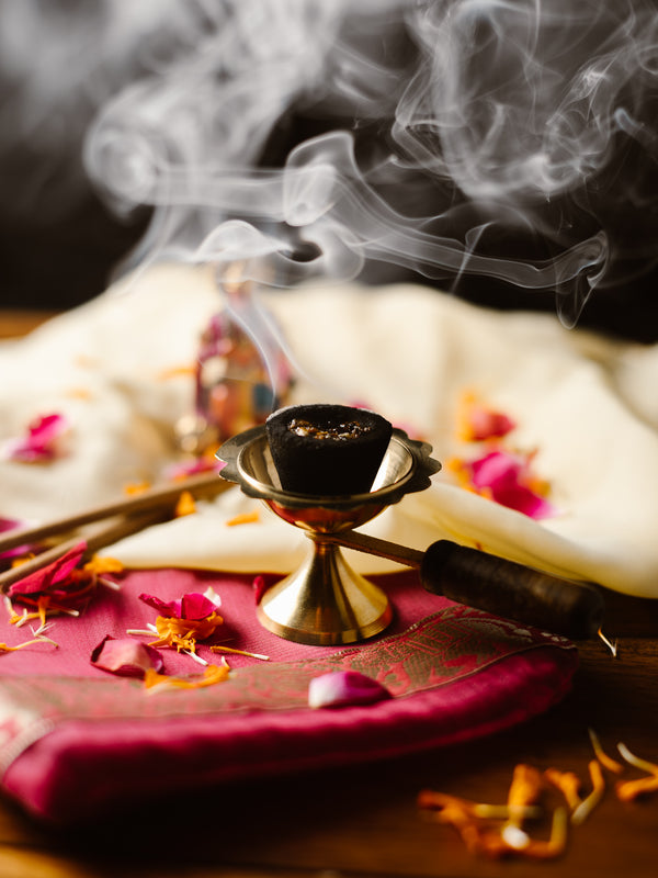 Brass Dhoop Dani with Wooden Handle