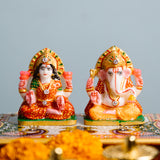 Marble Laxmi Ganesh Idol with Chowki