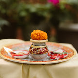 Marble Pooja Thali | Meenakari & Ganesha Design