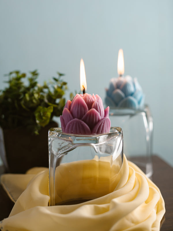 Soy Wax Candles | Laxmi Lotus Design | Set of 2