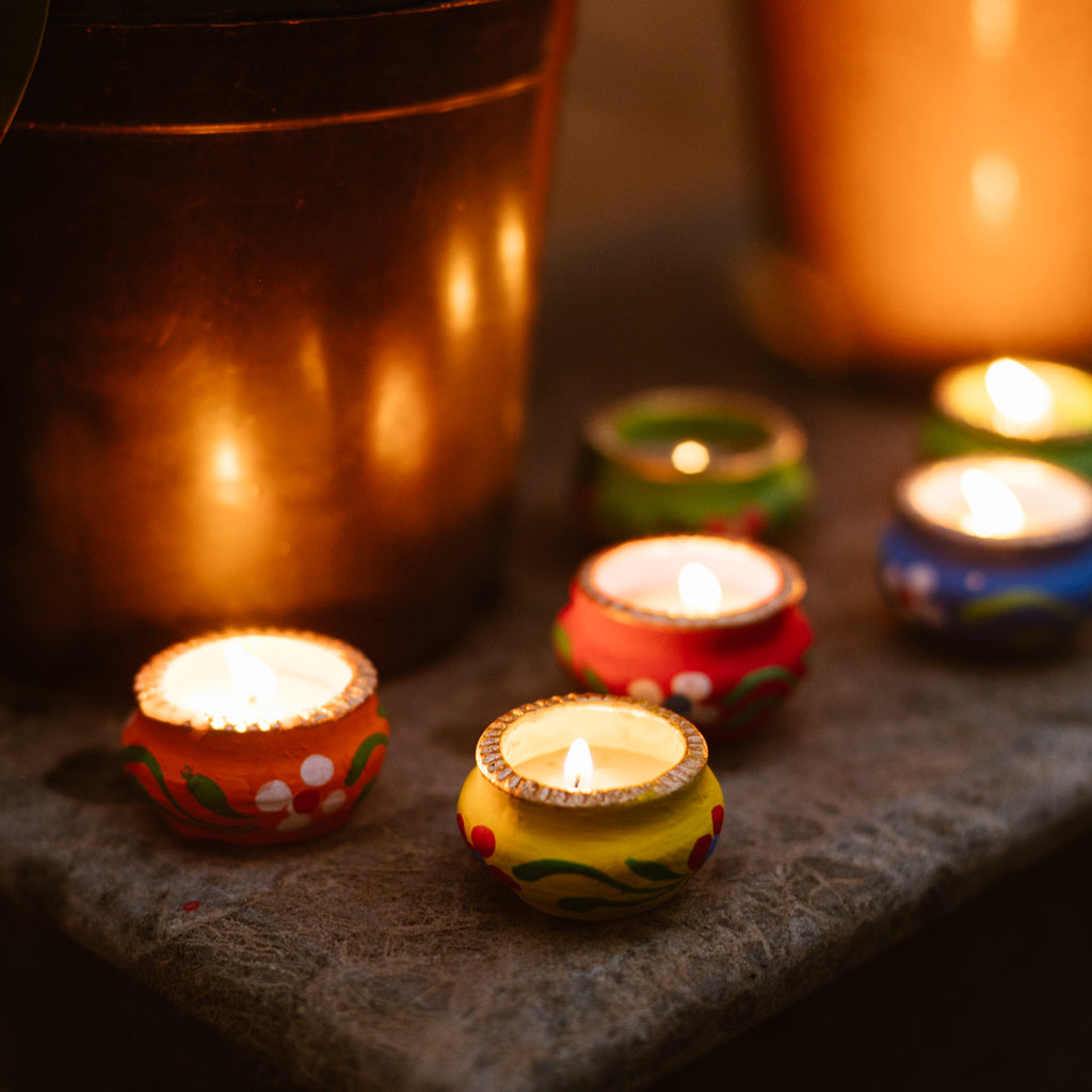 Soy Wax Diya Candles | Matki Design | Set of 6