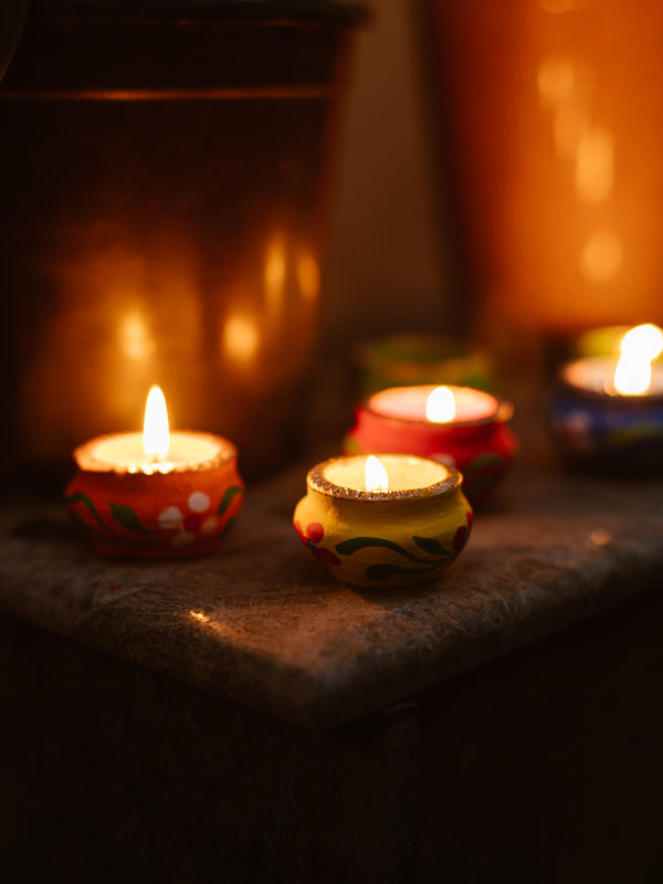 Soy Wax Diya Candles | Matki Design | Set of 6