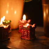 Soy Wax Diya Candles | Tulsi Pot Design | Set of 4