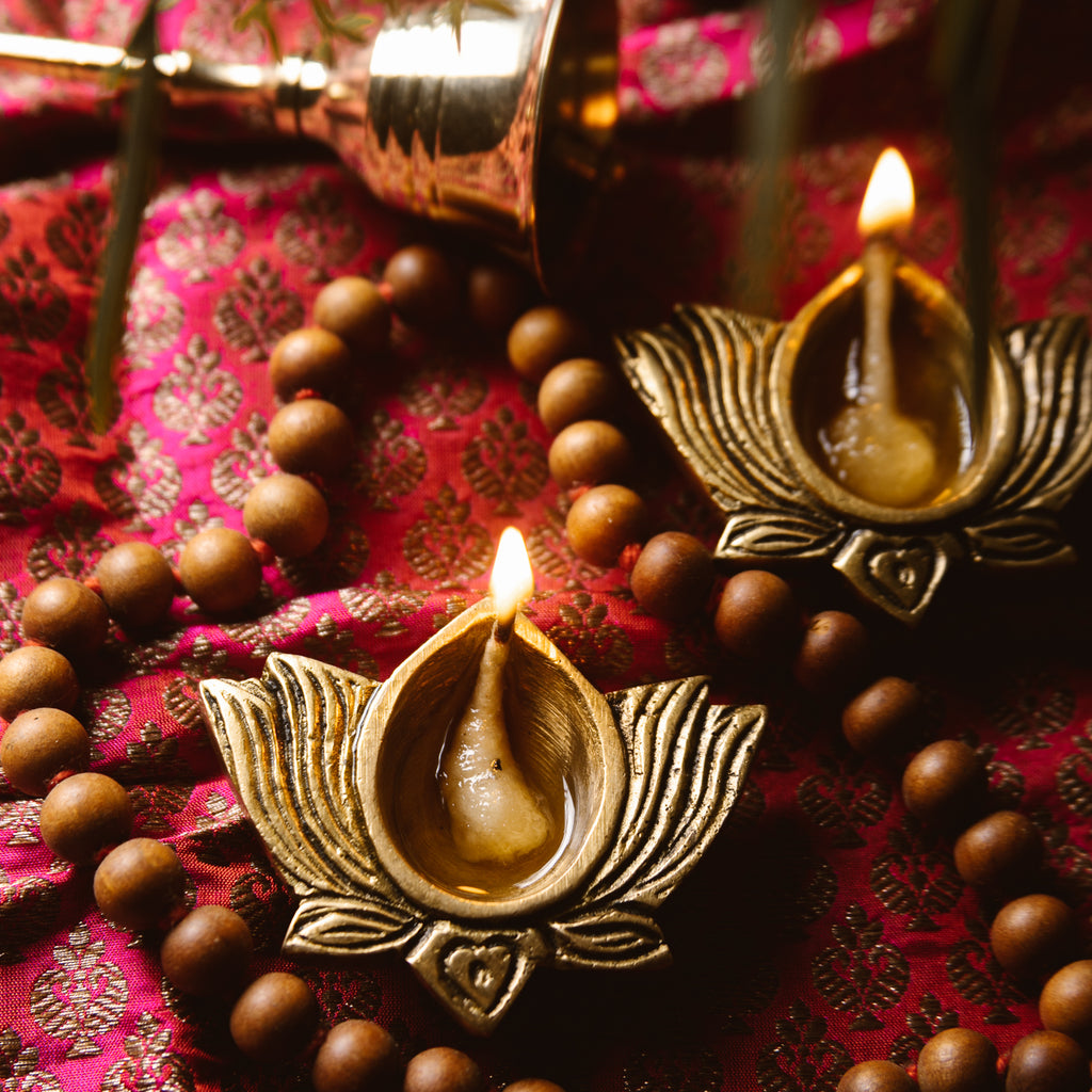 Brass Diyas | Lotus Design | Set of 2