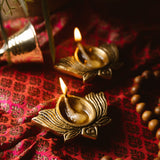 Brass Diyas | Lotus Design | Set of 2