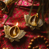 Brass Diyas | Lotus Design | Set of 2