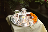 Brass Pooja Thali | Silver Finish | Set of 12