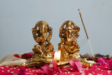 Brass Laxmi Ganesh Idol Diya | Antique Finish