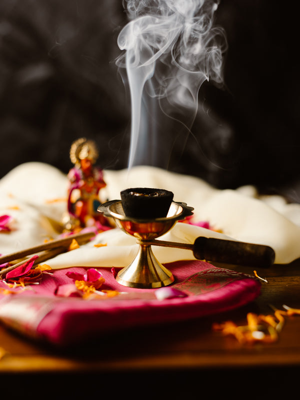 Brass Dhoop Dani with Wooden Handle