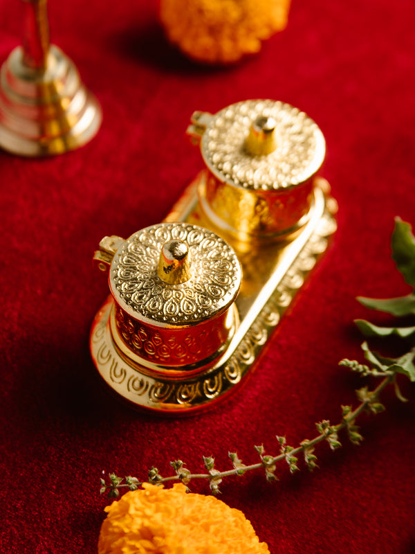 Brass Kumkum and Chawal Holder