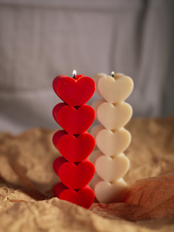 Heart Pillar Candles (Set of 2)