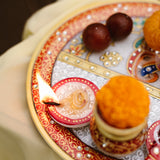 Marble Pooja Thali | Meenakari & Ganesha Design