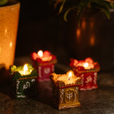 Soy Wax Diya Candles | Tulsi Pot Design | Set of 4