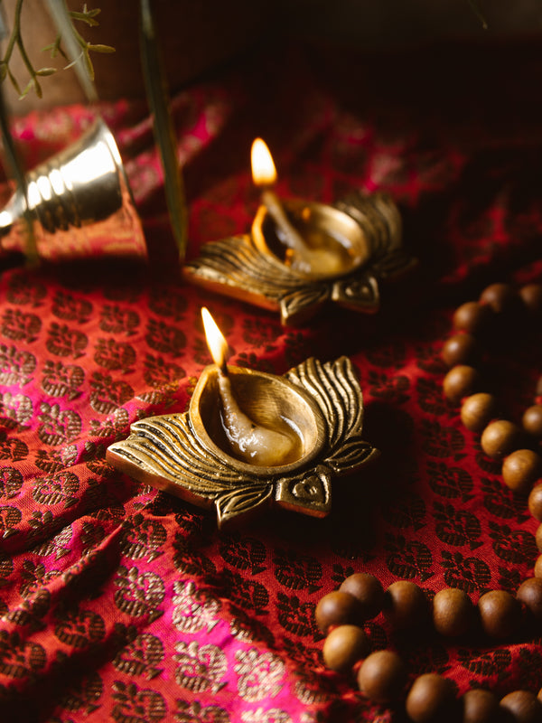 Brass Diyas | Lotus Design | Set of 2